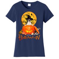 Funny Boston Terrier Dog Spooky Halloween Women's T-Shirt