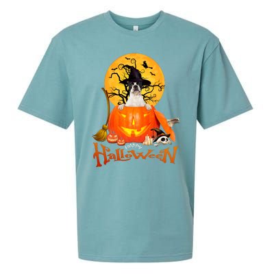 Funny Boston Terrier Dog Spooky Halloween Sueded Cloud Jersey T-Shirt