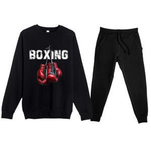 Funny Boxing TShirt I Love Boxing Tshirt Premium Crewneck Sweatsuit Set