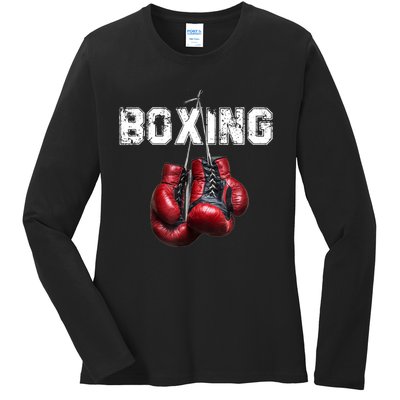 Funny Boxing TShirt I Love Boxing Tshirt Ladies Long Sleeve Shirt