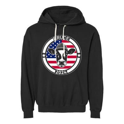 Funny Bruce The Cow Head Bruce For President 2024 Garment-Dyed Fleece Hoodie