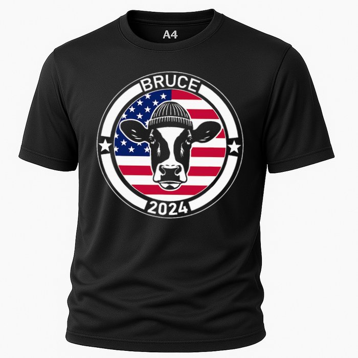 Funny Bruce The Cow Head Bruce For President 2024 Cooling Performance Crew T-Shirt