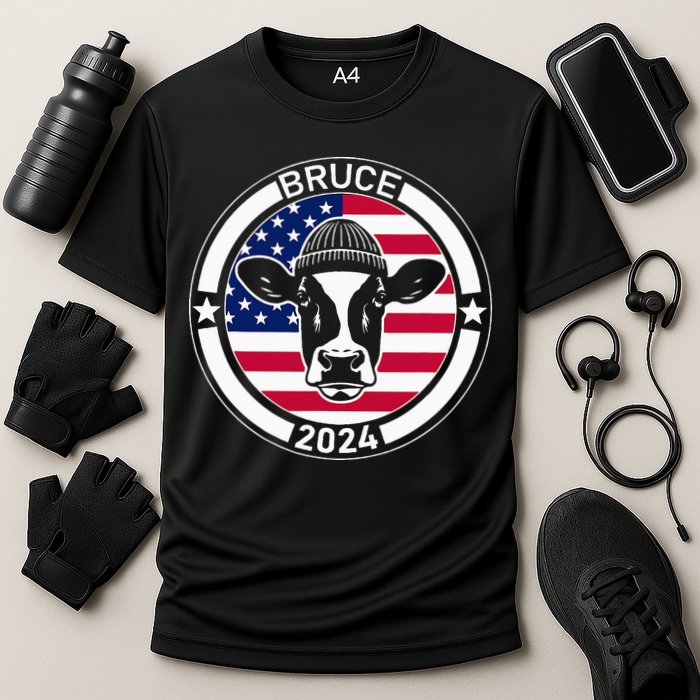 Funny Bruce The Cow Head Bruce For President 2024 Cooling Performance Crew T-Shirt