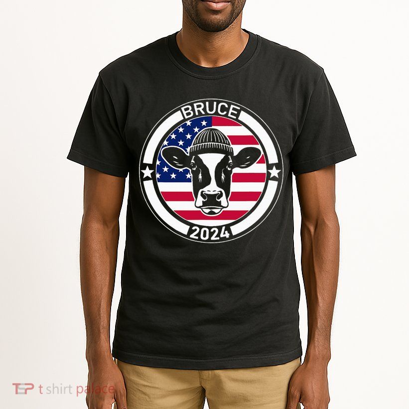 Funny Bruce The Cow Head Bruce For President 2024 Tall T-Shirt