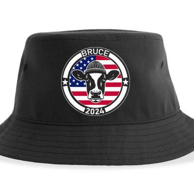 Funny Bruce The Cow Head Bruce For President 2024 Sustainable Bucket Hat