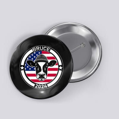 Funny Bruce The Cow Head Bruce For President 2024 Button