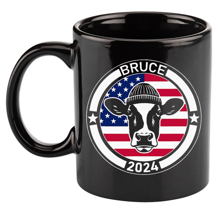 Funny Bruce The Cow Head Bruce For President 2024 11oz C Handle Ceramic Mug