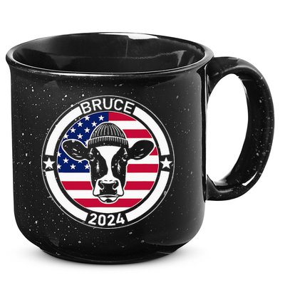 Funny Bruce The Cow Head Bruce For President 2024 15oz Campfire Ceramic Mug