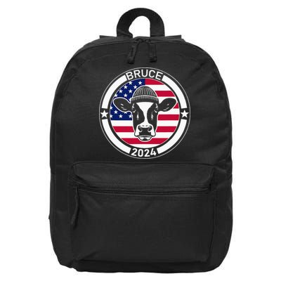 Funny Bruce The Cow Head Bruce For President 2024 16 in Basic Backpack