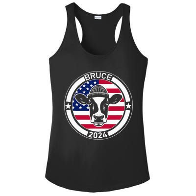 Funny Bruce The Cow Head Bruce For President 2024 Ladies PosiCharge Competitor Racerback Tank