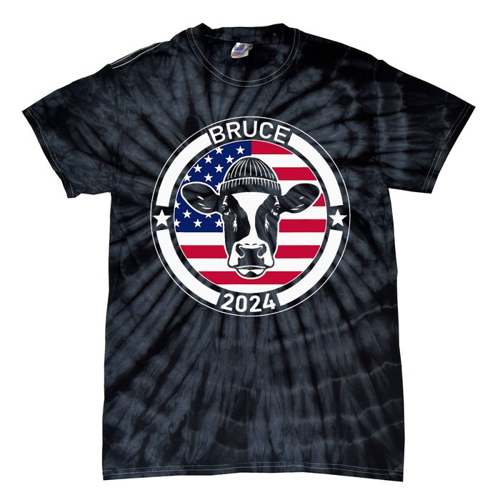 Funny Bruce The Cow Head Bruce For President 2024 Tie-Dye T-Shirt