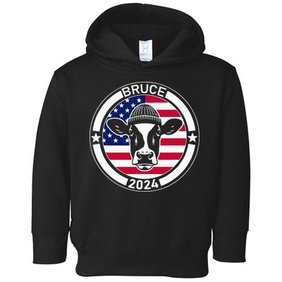 Funny Bruce The Cow Head Bruce For President 2024 Toddler Hoodie