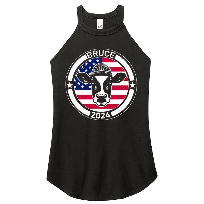 Funny Bruce The Cow Head Bruce For President 2024 Women's Perfect Tri Rocker Tank