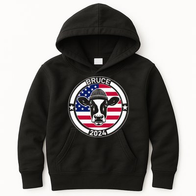 Funny Bruce The Cow Head Bruce For President 2024 Kids Hoodie