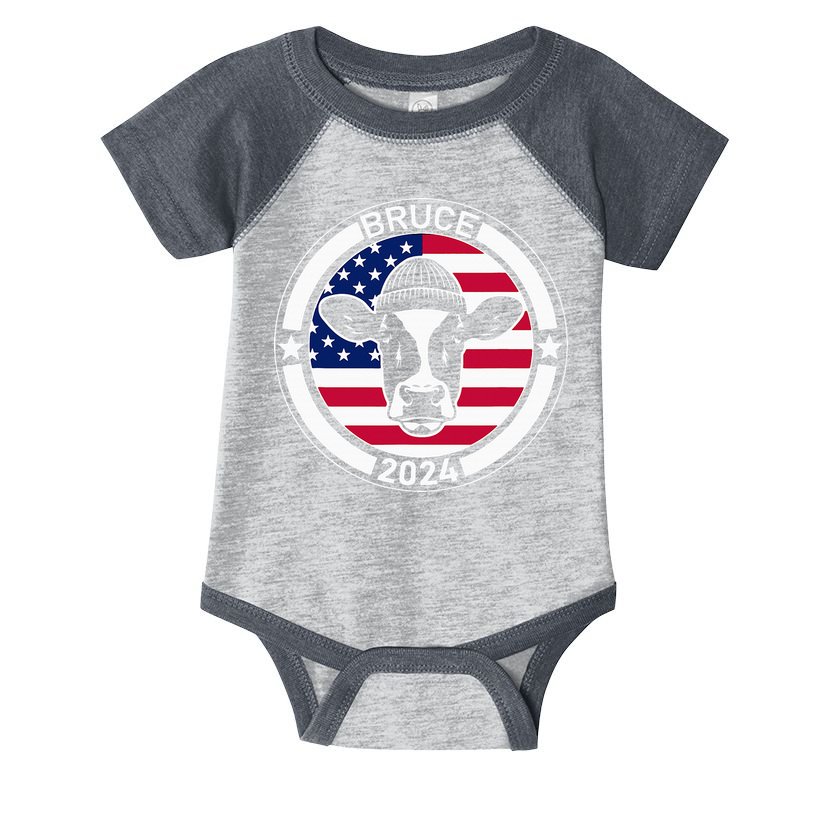 Funny Bruce The Cow Head Bruce For President 2024 Infant Baby Jersey Bodysuit