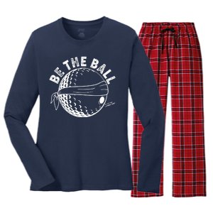 Funny Be The Ball Blindfolded Golf Ball Golfing Fan Sport Fan Women's Long Sleeve Flannel Pajama Set 