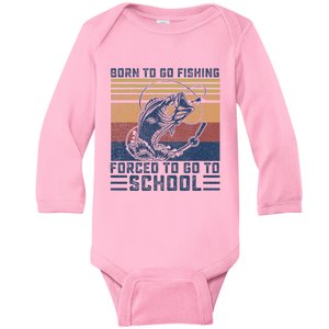 Funny Born To Go Fishing Bass Fish Fisherman Baby Long Sleeve Bodysuit