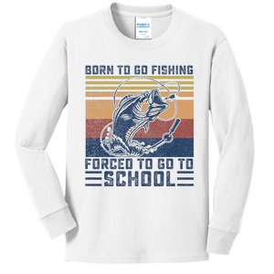 Funny Born To Go Fishing Bass Fish Fisherman Kids Long Sleeve Shirt