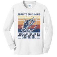 Funny Born To Go Fishing Bass Fish Fisherman Kids Long Sleeve Shirt