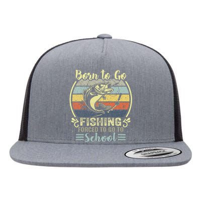 Funny Born To Go Fishing Bass Fish Fisherman Flat Bill Trucker Hat