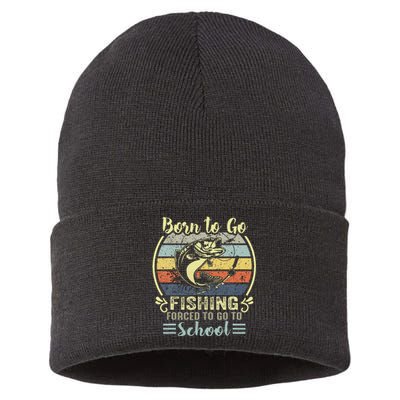 Funny Born To Go Fishing Bass Fish Fisherman Sustainable Knit Beanie