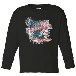 Freedom Born To Be Free 4th Of July 1776 Eagle Usa Flag Toddler Long Sleeve Shirt