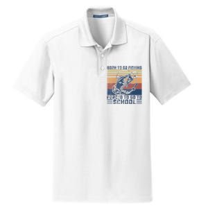 Funny Born To Go Fishing Bass Fish Fisherman Dry Zone Grid Polo