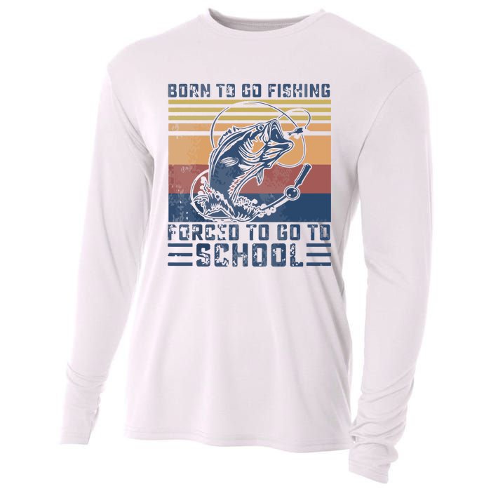 Funny Born To Go Fishing Bass Fish Fisherman Cooling Performance Long Sleeve Crew