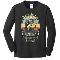 Funny Born To Go Fishing Bass Fish Fisherman Kids Long Sleeve Shirt