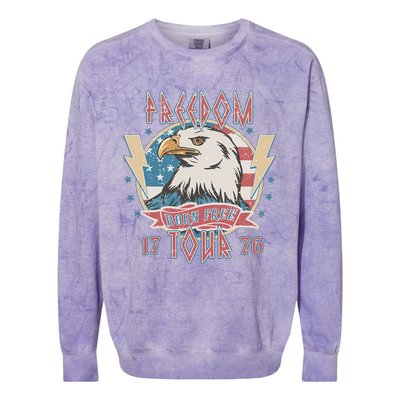 Freedom Born To Be Free 4th Of July 1776 Eagle Usa Flag Colorblast Crewneck Sweatshirt