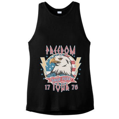 Freedom Born To Be Free 4th Of July 1776 Eagle Usa Flag Ladies PosiCharge Tri-Blend Wicking Tank