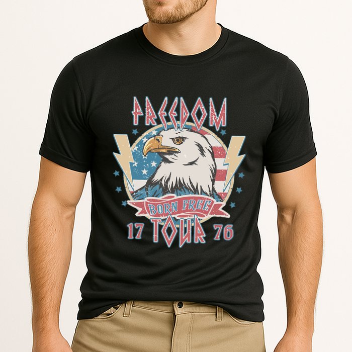 Freedom Born To Be Free 4th Of July 1776 Eagle Usa Flag Cooling Performance Crew T-Shirt