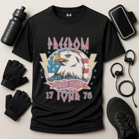 Freedom Born To Be Free 4th Of July 1776 Eagle Usa Flag Cooling Performance Crew T-Shirt