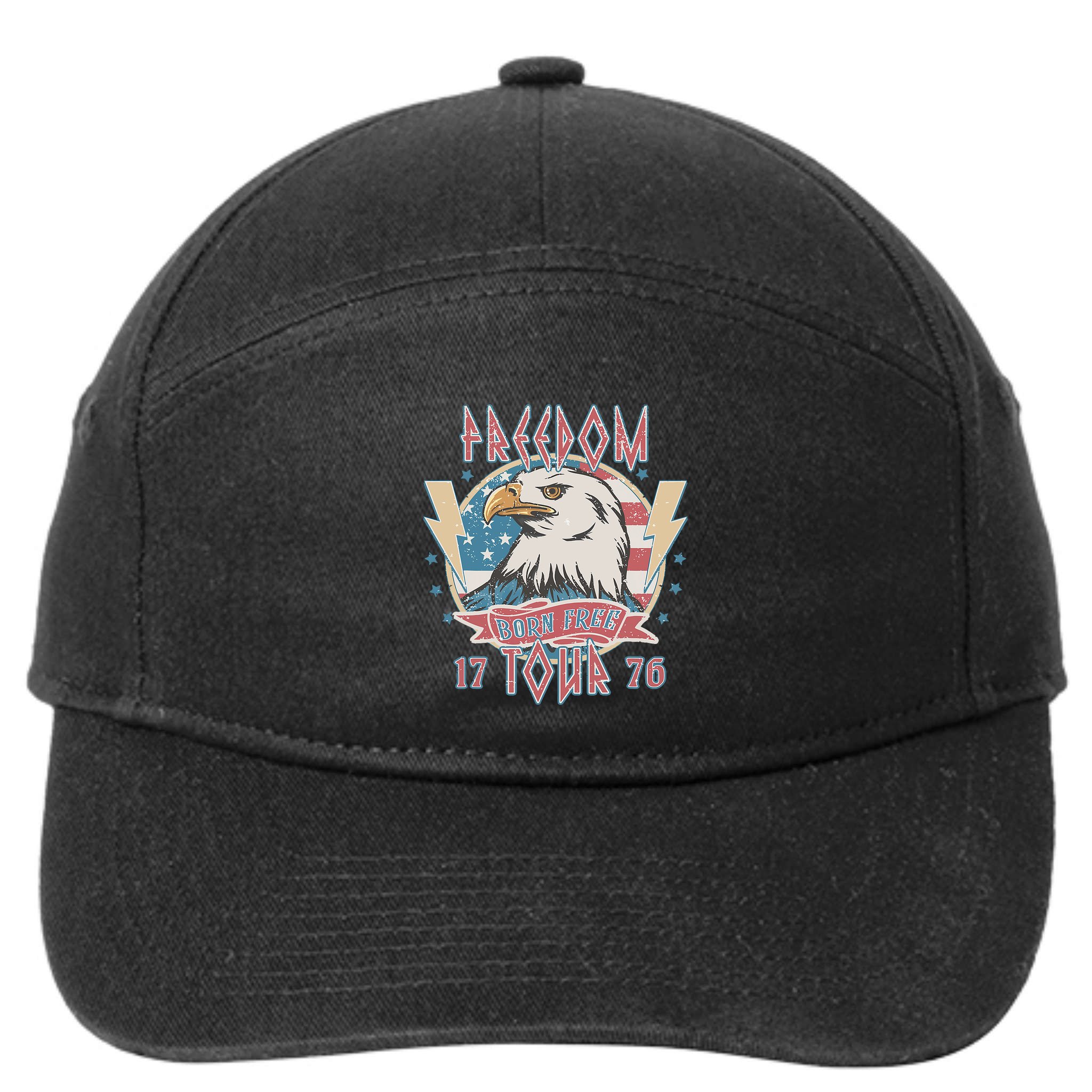 Freedom Born To Be Free 4th Of July 1776 Eagle Usa Flag 7-Panel Snapback Hat