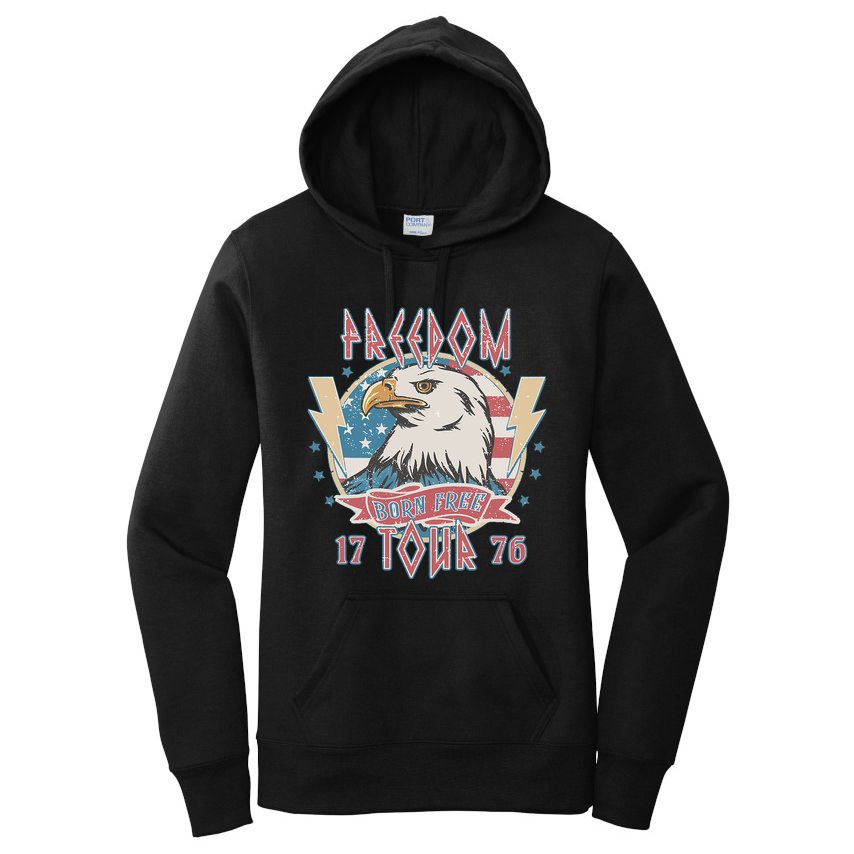 Freedom Born To Be Free 4th Of July 1776 Eagle Usa Flag Women's Pullover Hoodie