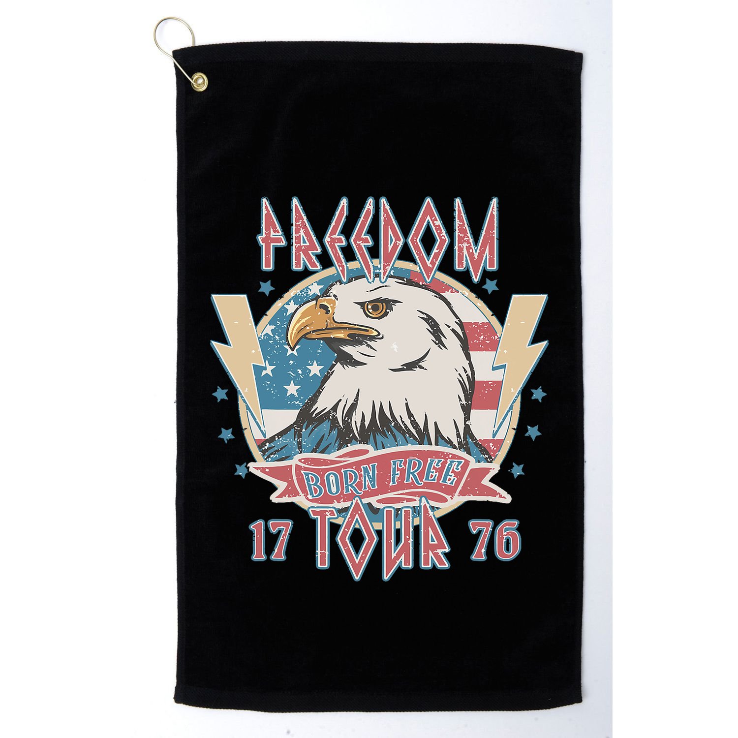 Freedom Born To Be Free 4th Of July 1776 Eagle Usa Flag Golf Towel
