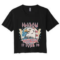 Freedom Born To Be Free 4th Of July 1776 Eagle Usa Flag Women's Crop Top Tee