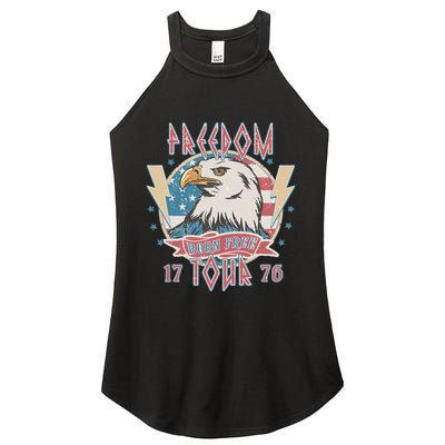 Freedom Born To Be Free 4th Of July 1776 Eagle Usa Flag Women's Perfect Tri Rocker Tank