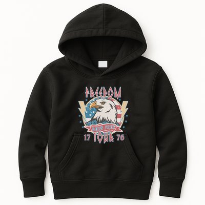 Freedom Born To Be Free 4th Of July 1776 Eagle Usa Flag Kids Hoodie