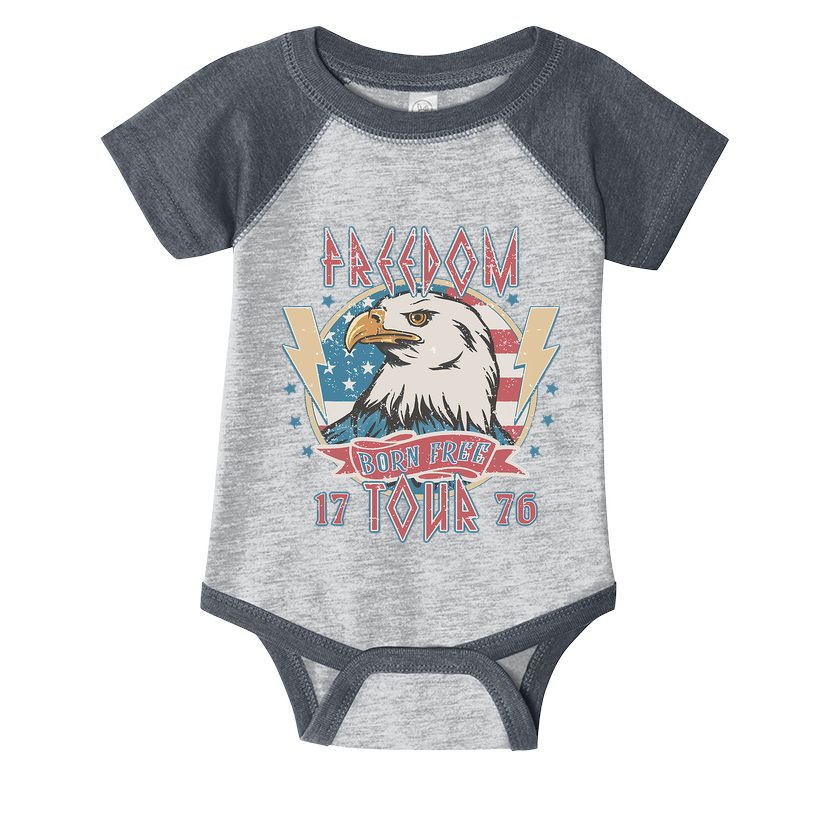 Freedom Born To Be Free 4th Of July 1776 Eagle Usa Flag Infant Baby Jersey Bodysuit