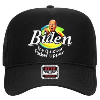 Funny Biden The Quicker FEr Upper High Crown Mesh Back Trucker Hat