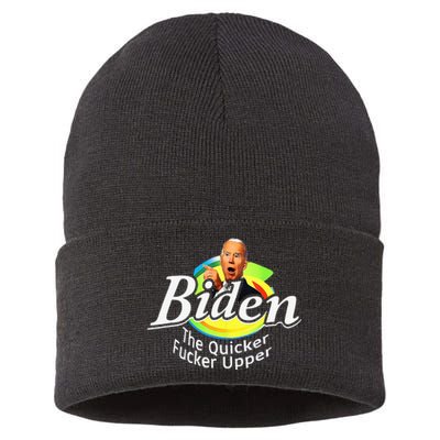 Funny Biden The Quicker FEr Upper Sustainable Knit Beanie