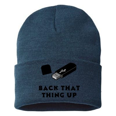 Funny BACK THAT THING UP Computer Nerd Sustainable Knit Beanie