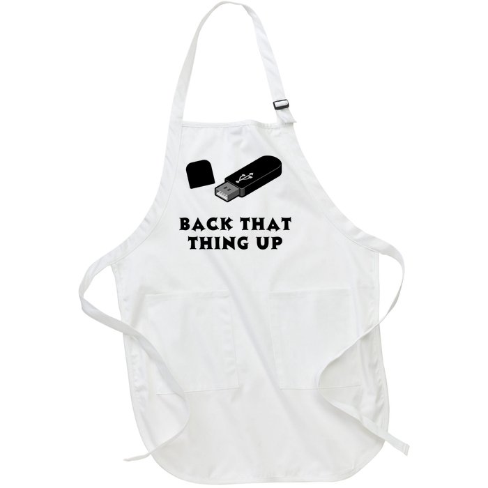 Funny BACK THAT THING UP Computer Nerd Full-Length Apron With Pockets