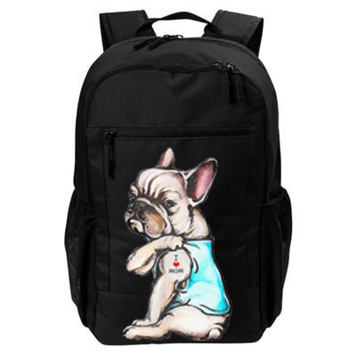 French Bulldog Tattoo I Love Mom Funny Dog Mother's Day Daily Commute Backpack