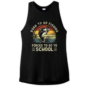 Funny Born To Go Fishing Bass Fish Fisherman Kids Ladies PosiCharge Tri-Blend Wicking Tank