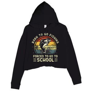 Funny Born To Go Fishing Bass Fish Fisherman Kids Crop Fleece Hoodie