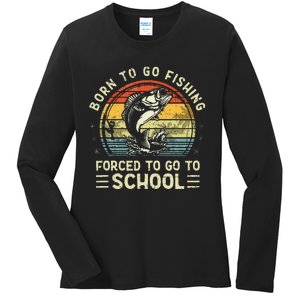 Funny Born To Go Fishing Bass Fish Fisherman Kids Ladies Long Sleeve Shirt