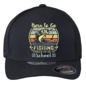 Funny Born To Go Fishing Bass Fish Fisherman Flexfit Unipanel Trucker Cap