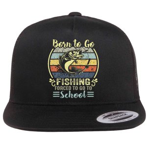 Funny Born To Go Fishing Bass Fish Fisherman Flat Bill Trucker Hat